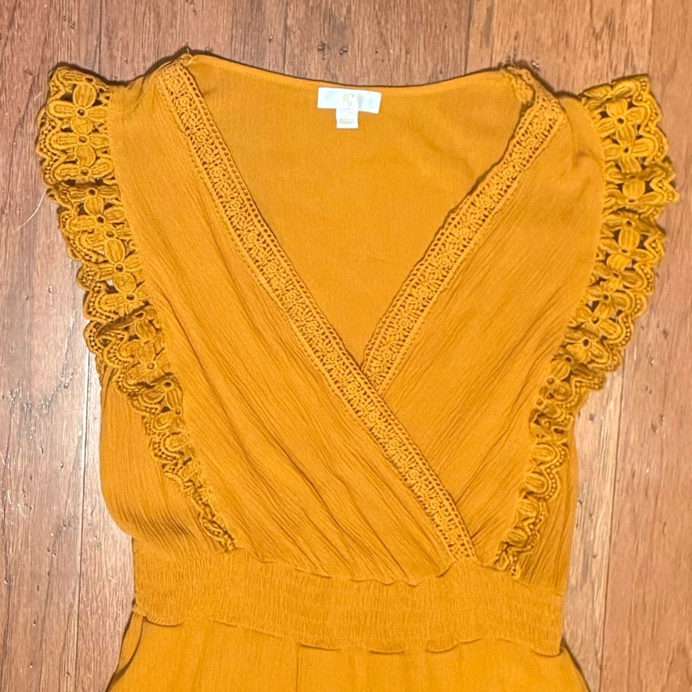 Yellow Gold Ruffle Dress Size Small - Picture 3 of 7